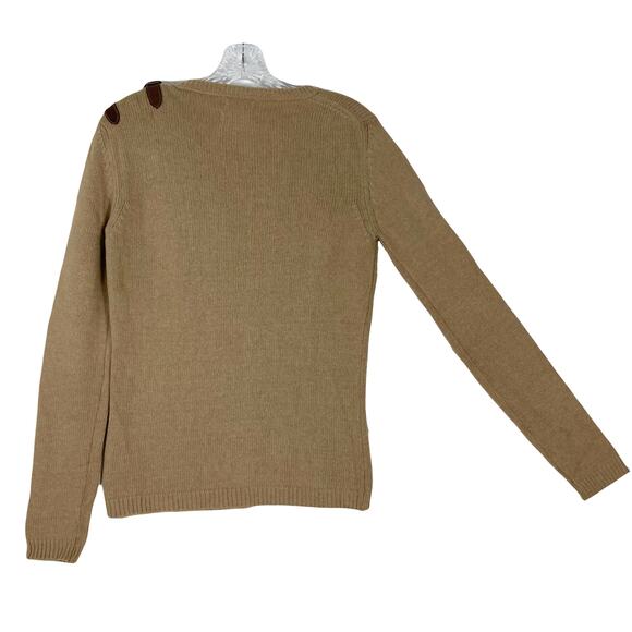 MASSIMO DUTTI Sweater S Cashmere Angora Wool Belt-Buckle-Shoulder Tan/Beige - Picture 2 of 12